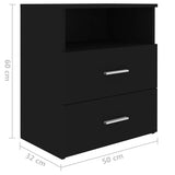 NNEVL Bed Cabinets 2 pcs Black 50x32x60 cm