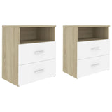 NNEVL Bed Cabinets 2 pcs Sonoma Oak and White 50x32x60cm