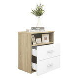 NNEVL Bed Cabinets 2 pcs Sonoma Oak and White 50x32x60cm