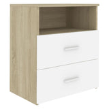 NNEVL Bed Cabinets 2 pcs Sonoma Oak and White 50x32x60cm