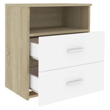 NNEVL Bed Cabinets 2 pcs Sonoma Oak and White 50x32x60cm