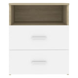 NNEVL Bed Cabinets 2 pcs Sonoma Oak and White 50x32x60cm