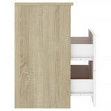 NNEVL Bed Cabinets 2 pcs Sonoma Oak and White 50x32x60cm