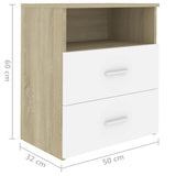 NNEVL Bed Cabinets 2 pcs Sonoma Oak and White 50x32x60cm