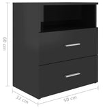 NNEVL Bed Cabinet High Gloss Black 50x32x60cm