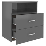 NNEVL Bed Cabinet High Gloss Grey 50x32x60 cm