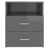 NNEVL Bed Cabinet High Gloss Grey 50x32x60 cm