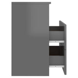 NNEVL Bed Cabinet High Gloss Grey 50x32x60 cm
