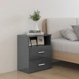 NNEVL Bed Cabinet High Gloss Grey 50x32x60 cm