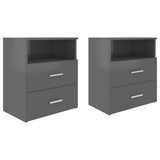 NNEVL Bed Cabinets 2 pcs High Gloss Grey 50x32x60 cm