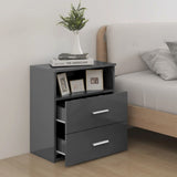 NNEVL Bed Cabinets 2 pcs High Gloss Grey 50x32x60 cm