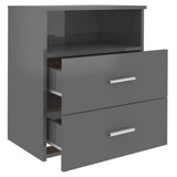 NNEVL Bed Cabinets 2 pcs High Gloss Grey 50x32x60 cm