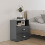 NNEVL Bed Cabinets 2 pcs High Gloss Grey 50x32x60 cm