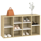 NNEVL Shoe Bench White and Sonoma Oak 103x30x54.5 cm Chipboard