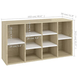 NNEVL Shoe Bench White and Sonoma Oak 103x30x54.5 cm Chipboard