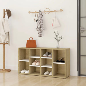 NNEVL Shoe Bench White and Sonoma Oak 103x30x54.5 cm Chipboard