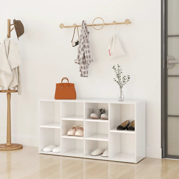 NNEVL Shoe Bench High Gloss White 103x30x54.5 cm Chipboard