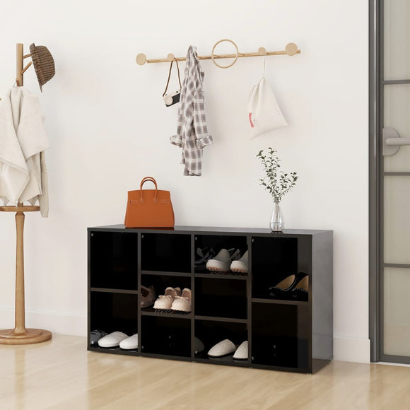 NNEVL Shoe Bench High Gloss Black 103x30x54.5 cm Chipboard