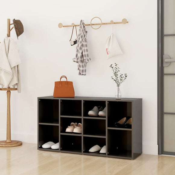 NNEVL Shoe Bench High Gloss Grey 103x30x54.5 cm Chipboard