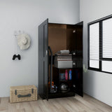 NNEVL Wardrobe Black 82.5x51.5x180 cm Chipboard