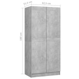 NNEVL Wardrobe Concrete Grey 82.5x51.5x180 cm Chipboard