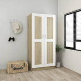 NNEVL Wardrobe White and Sonoma Oak 82.5x51.5x180 cm Chipboard