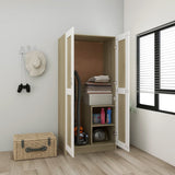 NNEVL Wardrobe White and Sonoma Oak 82.5x51.5x180 cm Chipboard