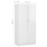 NNEVL Wardrobe High Gloss White 82.5x51.5x180 cm Chipboard