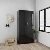 NNEVL Wardrobe High Gloss Black 82.5x51.5x180 cm Chipboard