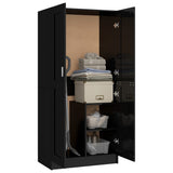 NNEVL Wardrobe High Gloss Black 82.5x51.5x180 cm Chipboard