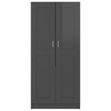 NNEVL Wardrobe High Gloss Grey 82.5x51.5x180 cm Chipboard