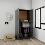 NNEVL Wardrobe High Gloss Grey 82.5x51.5x180 cm Chipboard