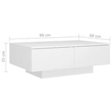 NNEVL Coffee Table White 90x60x31 cm Chipboard