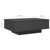 NNEVL Coffee Table Grey 90x60x31 cm Chipboard