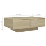 NNEVL Coffee Table Sonoma Oak 90x60x31 cm Chipboard