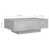 NNEVL Coffee Table Concrete Grey 90x60x31 cm Chipboard