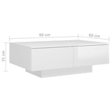 NNEVL Coffee Table High Gloss White 90x60x31 cm Chipboard