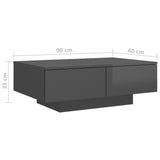 NNEVL Coffee Table High Gloss Grey 90x60x31 cm Chipboard