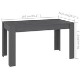 NNEVL Dining Table Grey 140x74.5x76 cm Chipboard