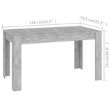 NNEVL Dining Table Concrete Grey 140x74.5x76 cm Chipboard