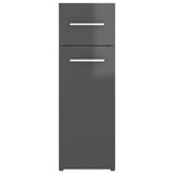 NNEVL Apothecary Cabinet High Gloss Grey 20x45.5x60 cm Chipboard