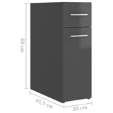 NNEVL Apothecary Cabinet High Gloss Grey 20x45.5x60 cm Chipboard