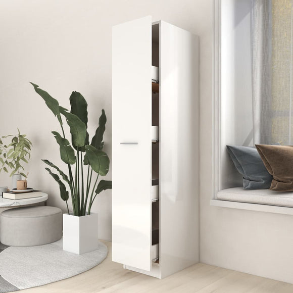 NNEVL Apothecary Cabinet High Gloss White 30x42.5x150 cm Engineered Wood
