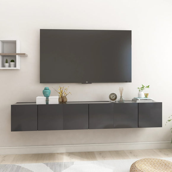 NNEVL Hanging TV Cabinets 3 pcs Grey 60x30x30 cm