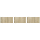 NNEVL Hanging TV Cabinets 3 pcs Sonoma Oak 60x30x30 cm
