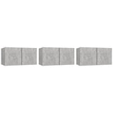 NNEVL Hanging TV Cabinets 3 pcs Concrete Grey 60x30x30 cm