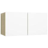 NNEVL Hanging TV Cabinets 2 pcs White and Sonoma Oak 60x30x30 cm
