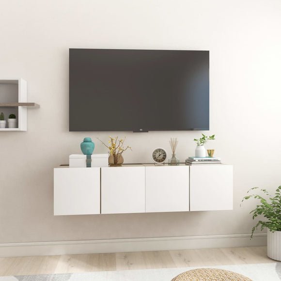 NNEVL Hanging TV Cabinets 2 pcs White and Sonoma Oak 60x30x30 cm