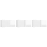 NNEVL Hanging TV Cabinets 3 pcs High Gloss White 60x30x30 cm