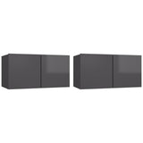 NNEVL Hanging TV Cabinets 2 pcs High Gloss Grey 60x30x30 cm